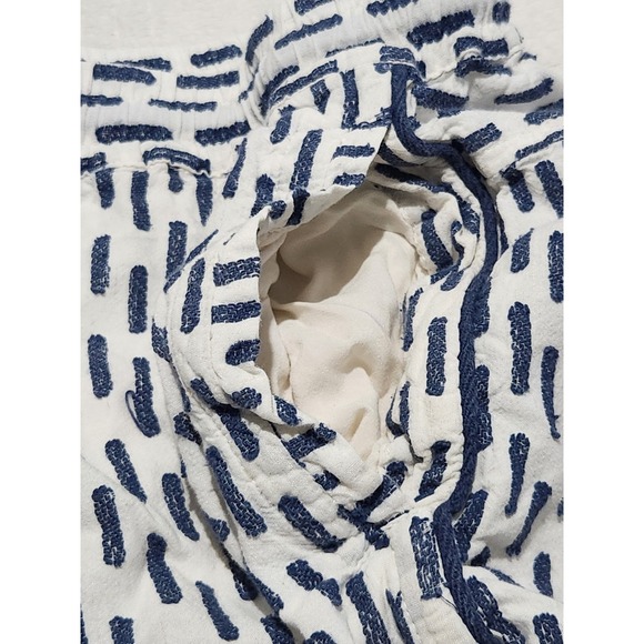 Anthropologie Boho Paper Bag Shorts Women's Large White Blue Striped Tie Belt - Picture 3 of 8